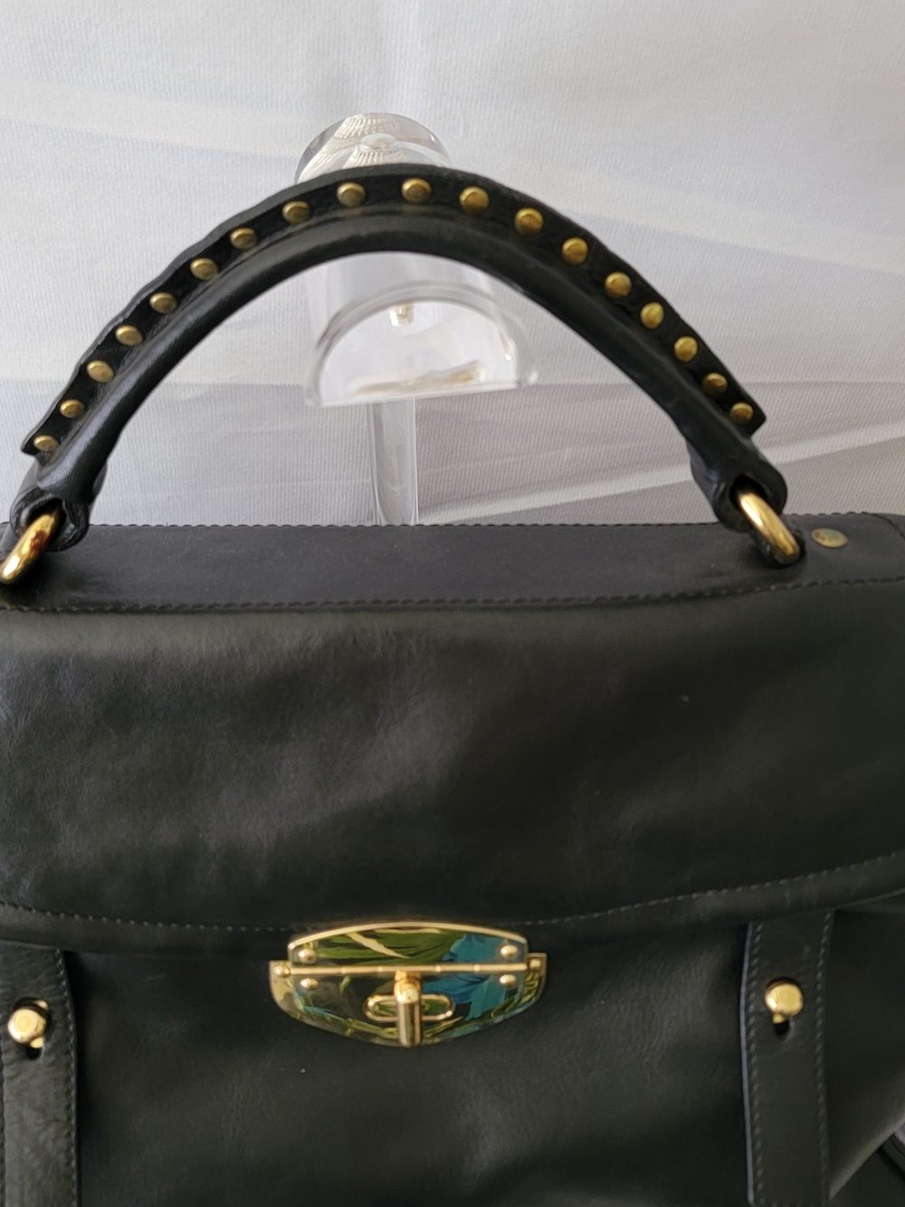 Massimo Dutti Black Leather Satchel with Gold Hardware - Picture 4 of 10